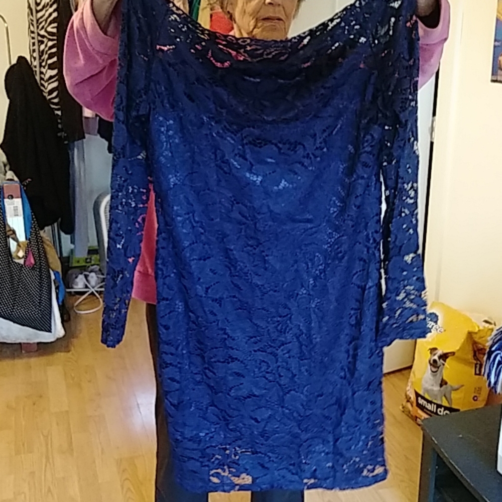 Blue silk with blue lace